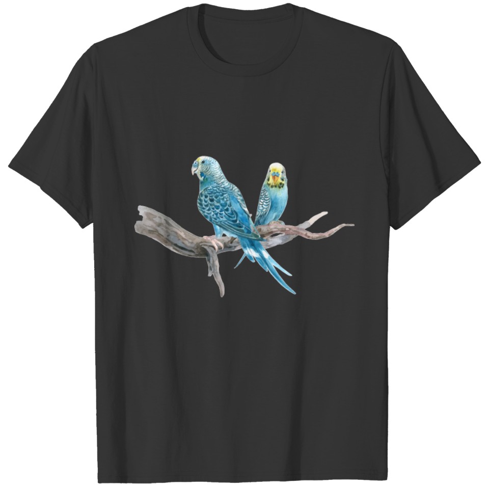 Watercolored Budgies Cute Parakeet Couple T Shirts