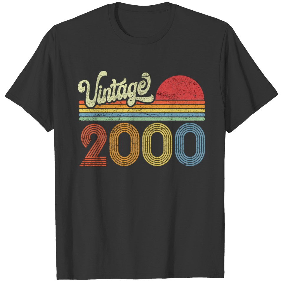 2000 Birthday Gift Vintage Born Made 2000 Retro Su T-shirt