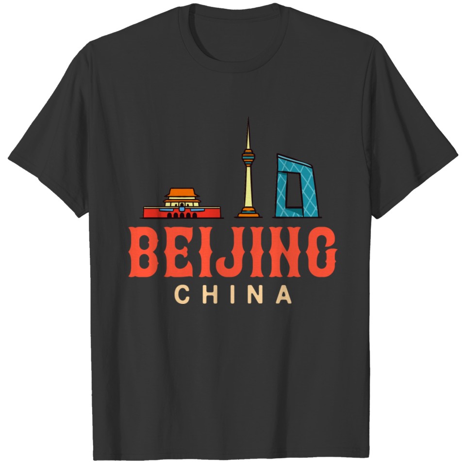 Beijing China City Skyline Map T-shirt