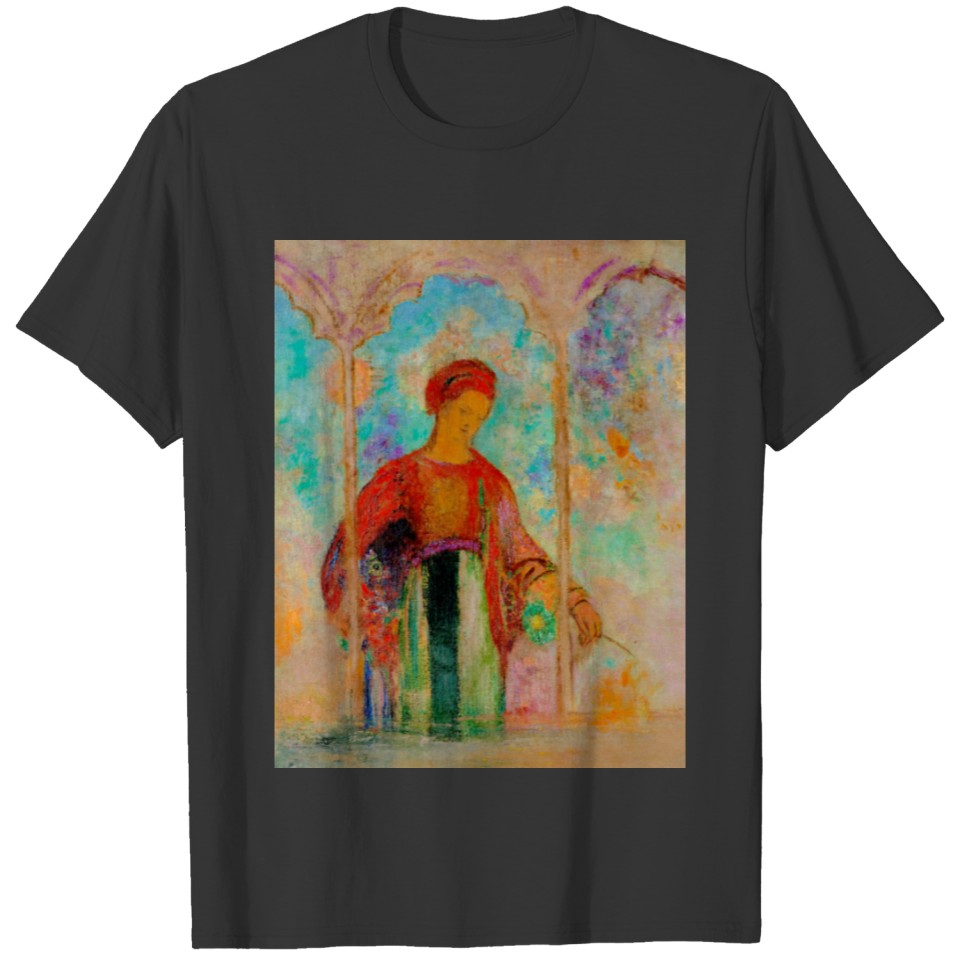 Woman in Arched Window Ethereal Celestial Art T-shirt