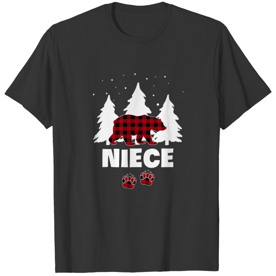 Niece Bear Buffalo Plaid Matching Family Christmas T Shirts