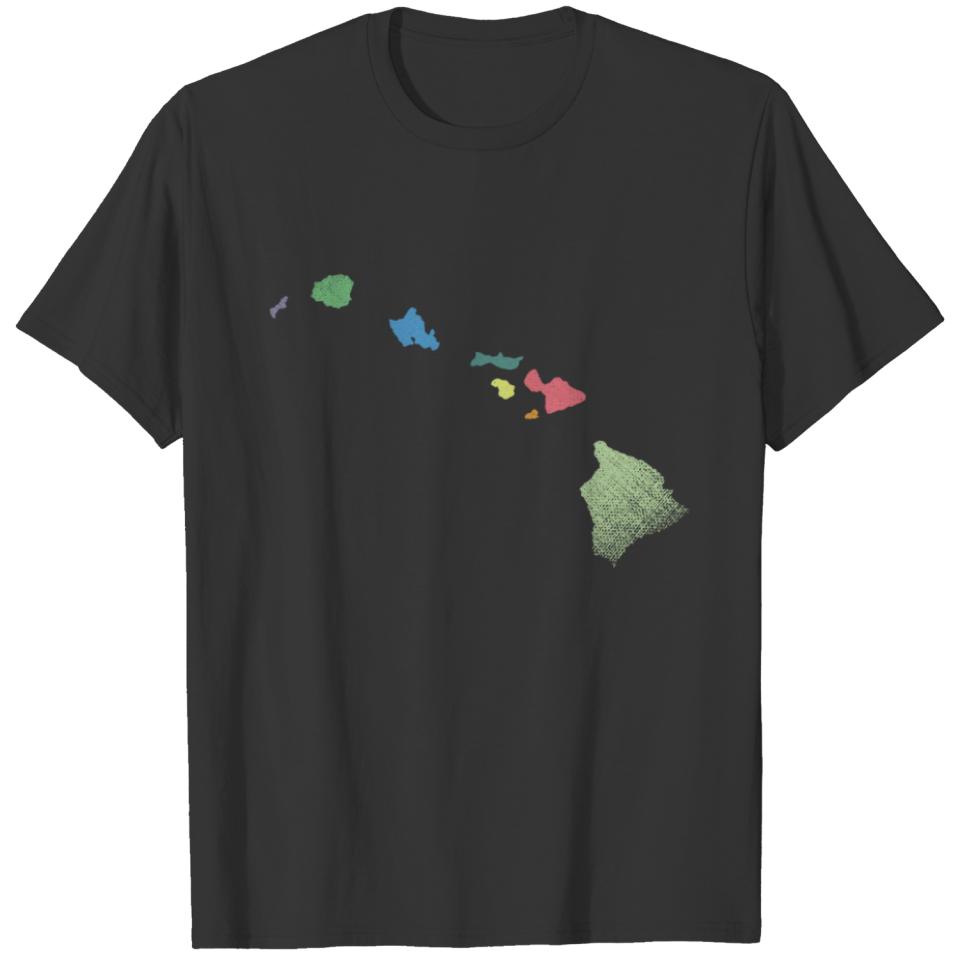 Hawaiian Islands Colorful Map Hawaii Maui Island T-shirt