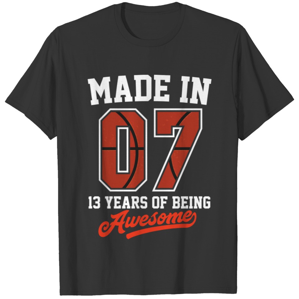 13Th Birthday Gift Born In 2007 Basketball Jersey T-shirt