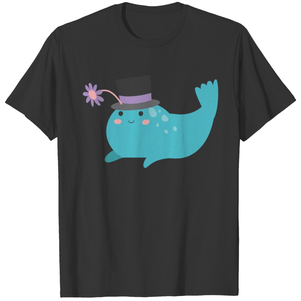 Aqua Seal in a top hat with flower T-shirt