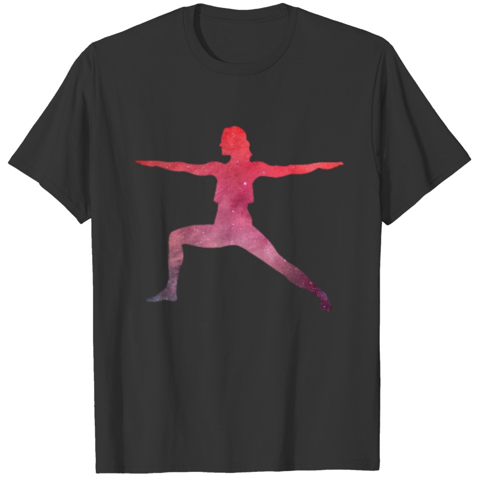 Warrior Yoga Pose Galaxy Space Yogi Spiritual Zen T-shirt