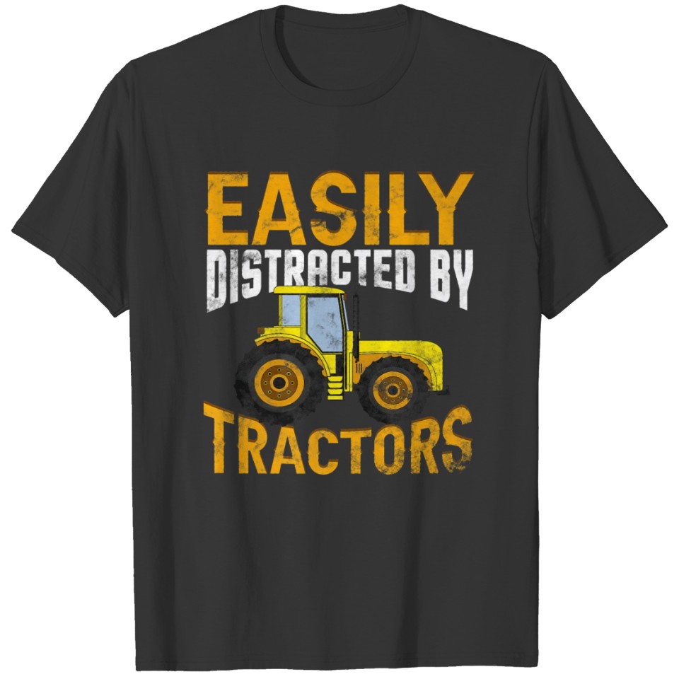 Funny Easily Distracted By Tractors Gift Cool Farm T-shirt