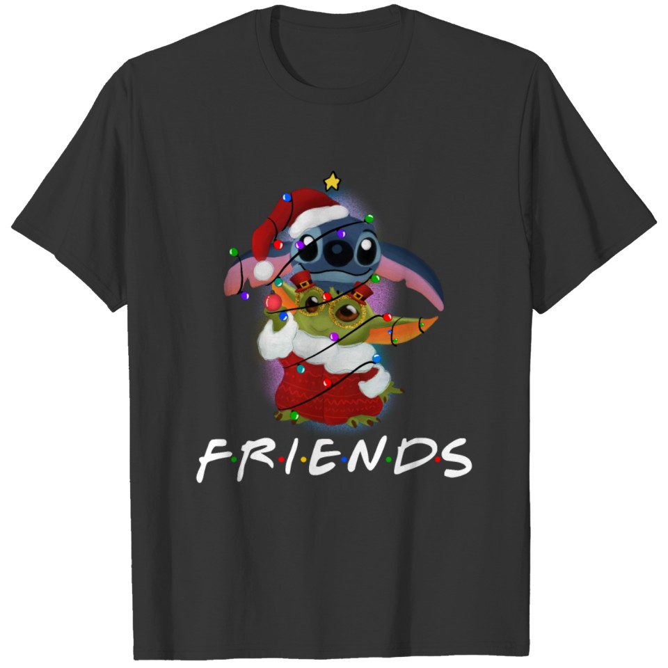Christmas Friends Stitch And Yoda T Shirts