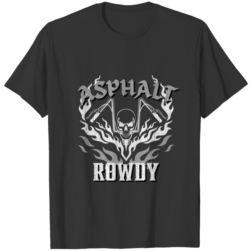 Asphalt Rowdy Motorcycle Biker Skull Tribal Flame T-shirt