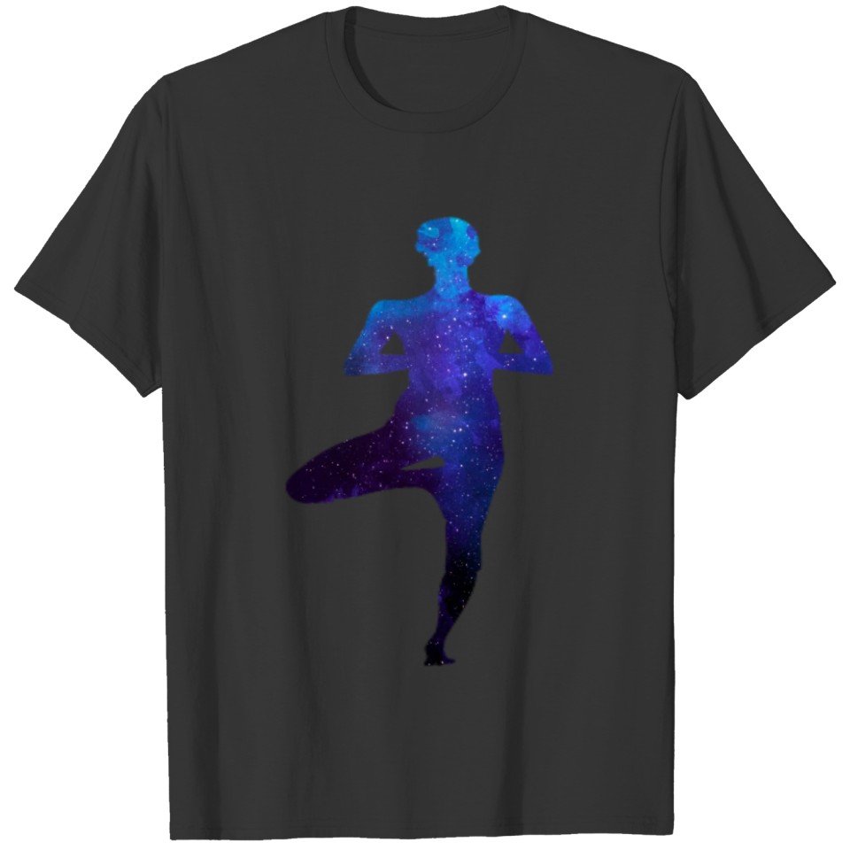 Vrikshasana Yoga Pose Galaxy Space Spiritual Zen T-shirt