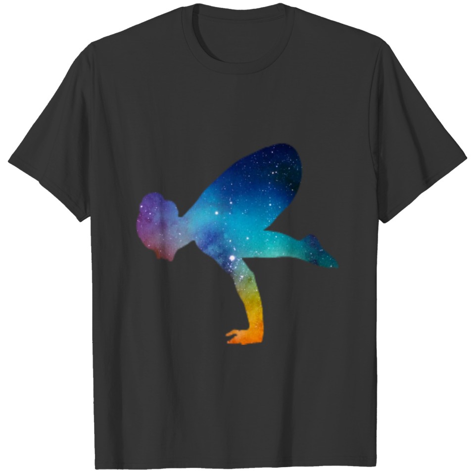 Crow Pose Yoga Acrobatic Sport Galaxy Space T-shirt