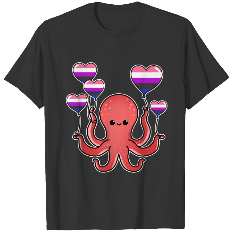Octopus Balloon Genderfluid Pride T-shirt