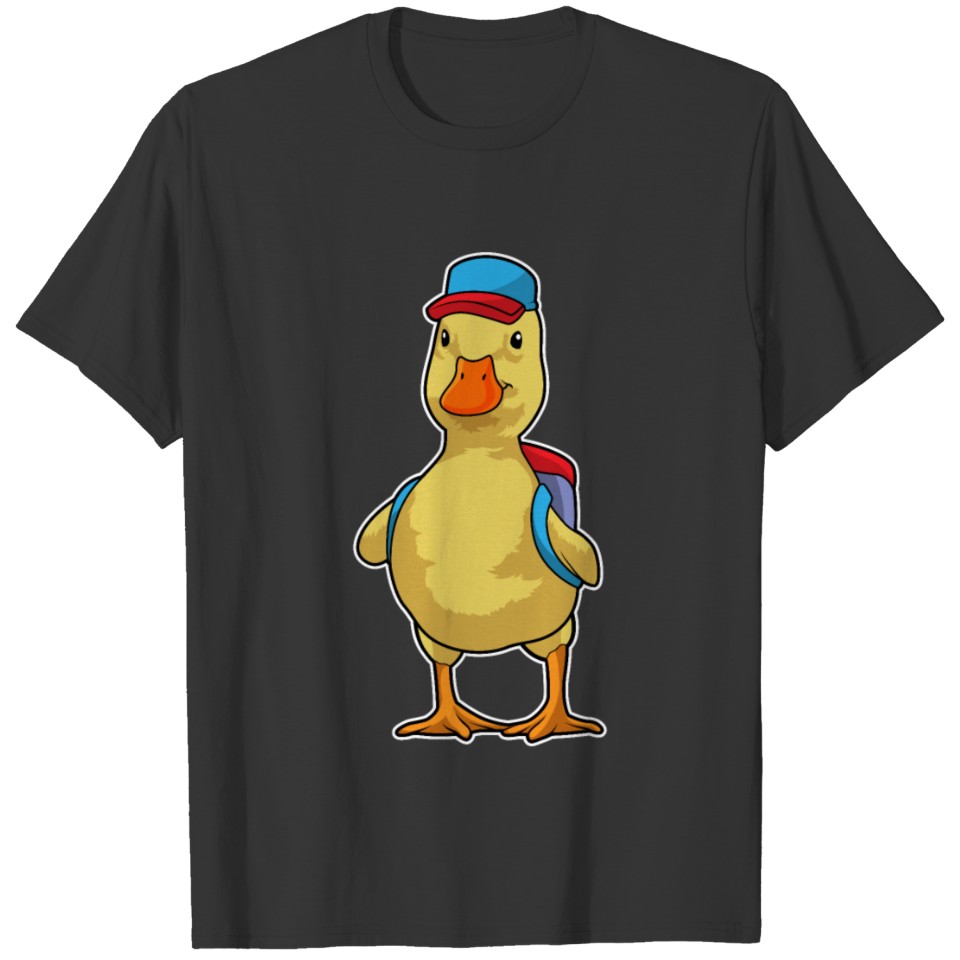 Duck as Student with Backpack & Cap T-shirt