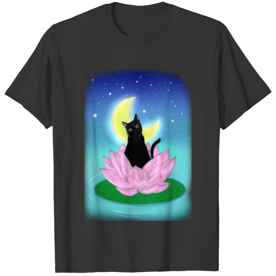 Adorable Moonlight Cat T-shirt