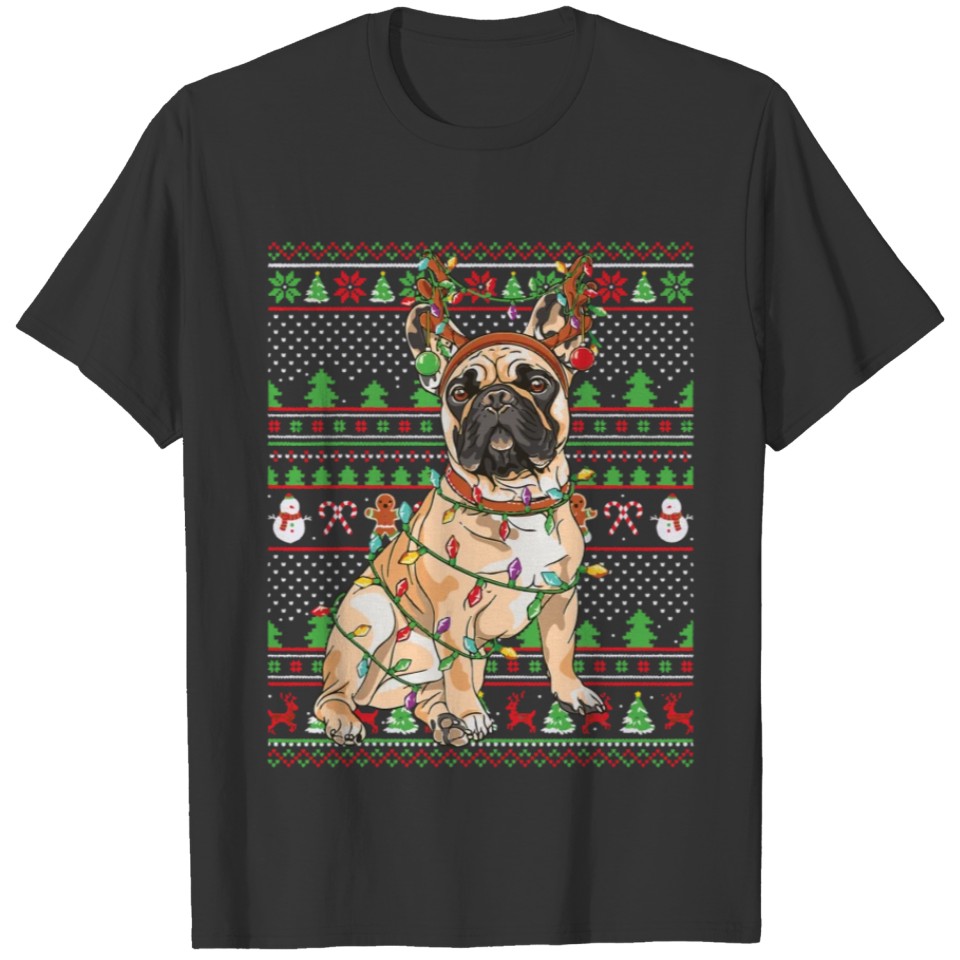 Family Matching Reindeer French Bulldog Christmas T Shirts