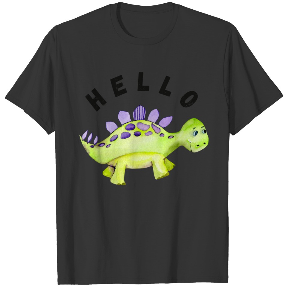 Dinosaurs Dino Green Baby Cute Puppy say Hello T Shirts