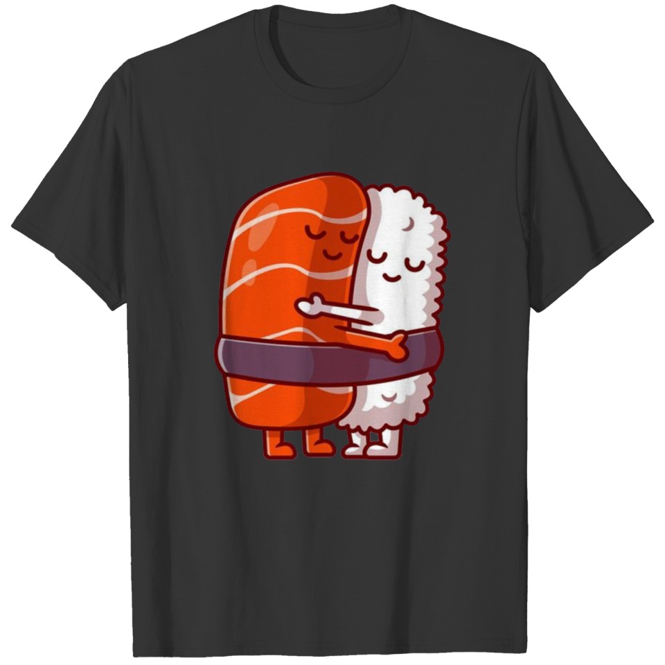 Cute sushi salmon couple hug T Shirts