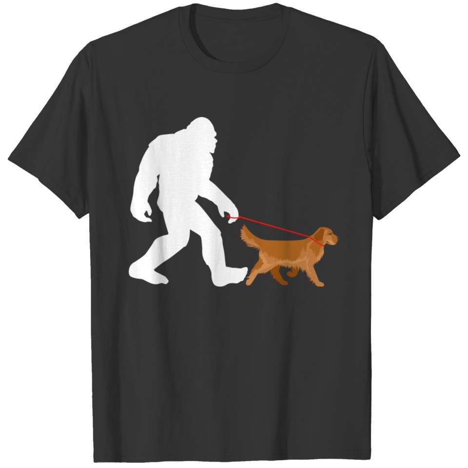 Bigfoot Walking Golden Retriever Retriever Dog Lov T-shirt