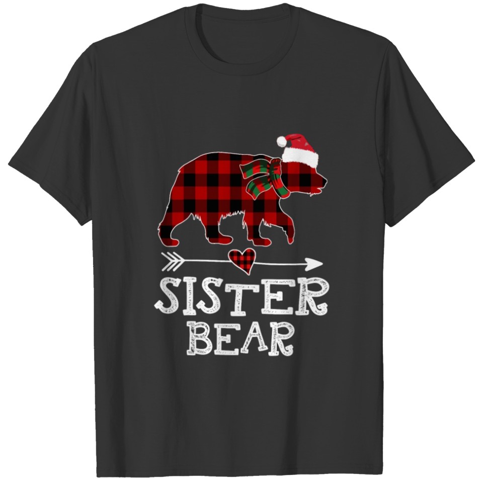 Sister Bear Christmas Pajama Red Plaid Buffalo Fam T Shirts