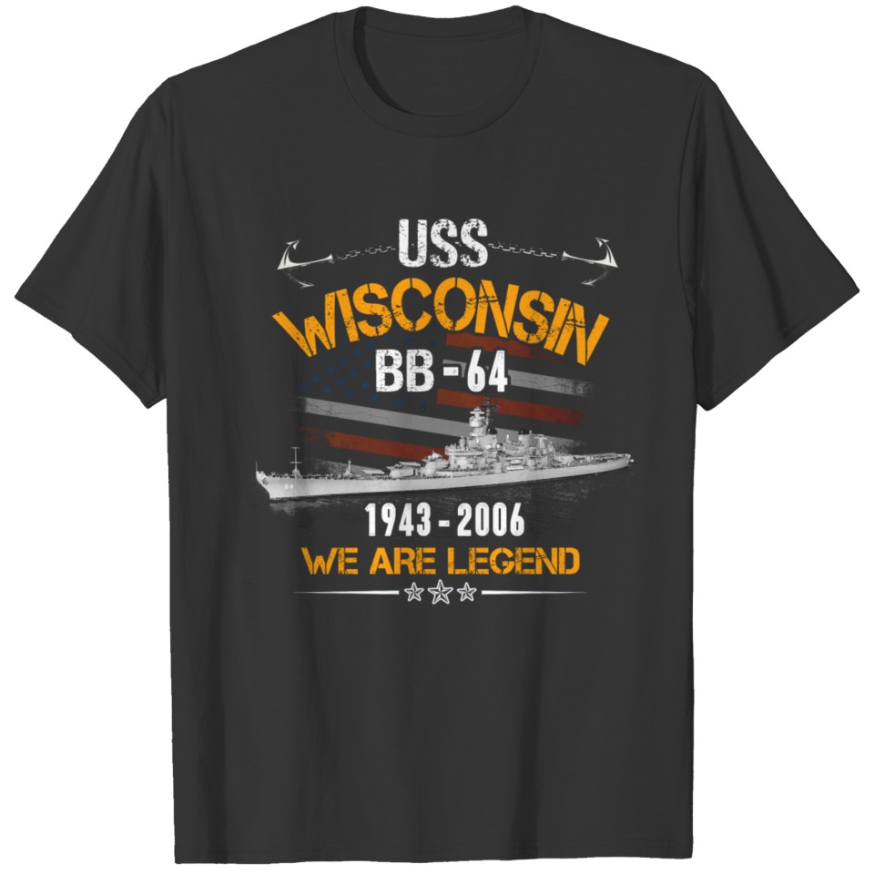 USS Wisconsin BB 64 Army US Navy Veterans T-shirt