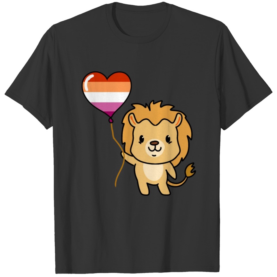 Lion Balloon Orange Pink Lesbian T Shirts