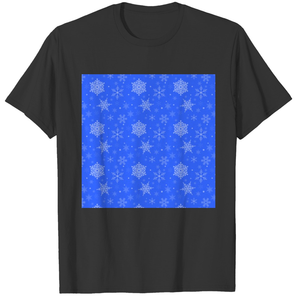 Blue White Christmas Snowflake Cold Season Winter T-shirt