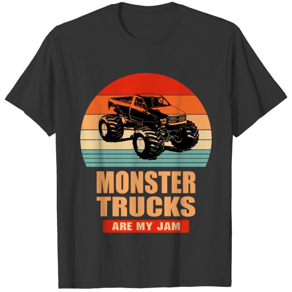Monster Trucks Are My Jam Vintage Retro Funny Gift T Shirts