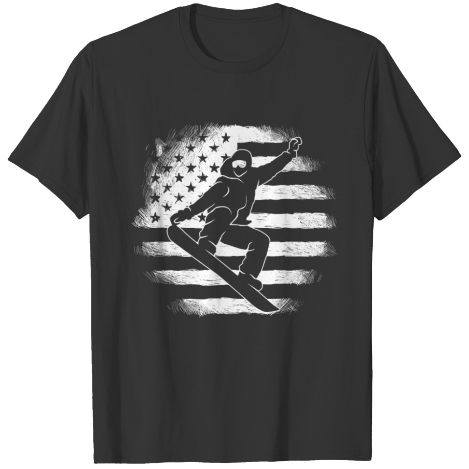 USA Flag Snowboarding Snowboarder Snowboard T-shirt