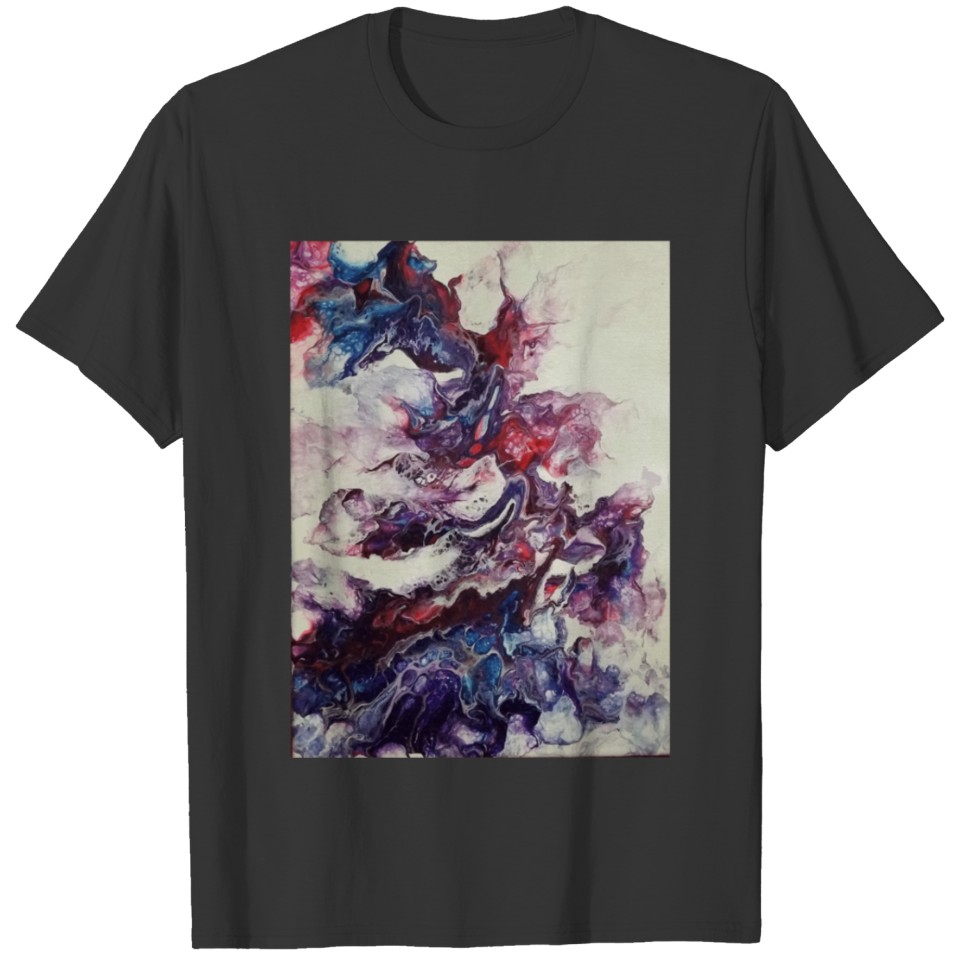 Blue Red and Purple Acrylic Flow Painting Classic T-shirt