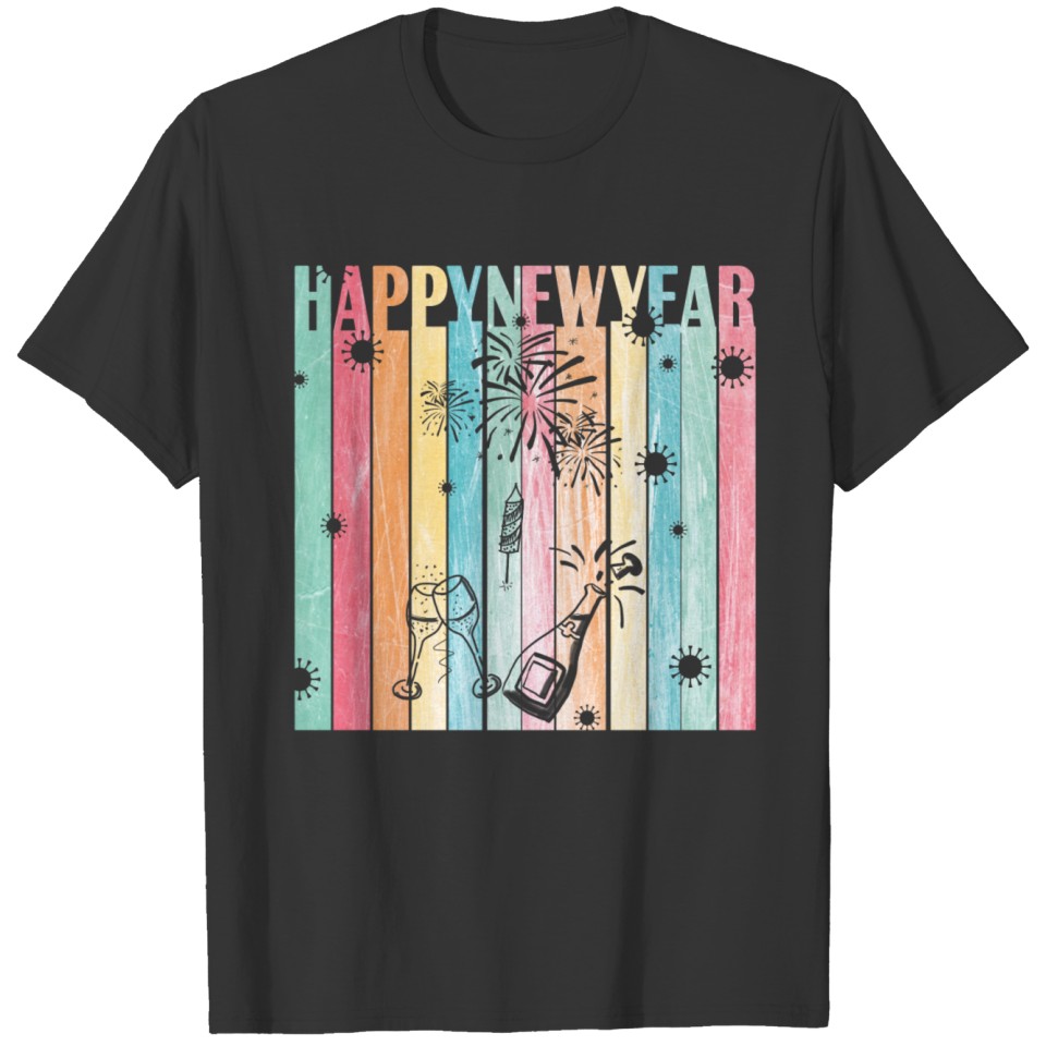 Retro Happy New Year vaccination 2022 T-shirt