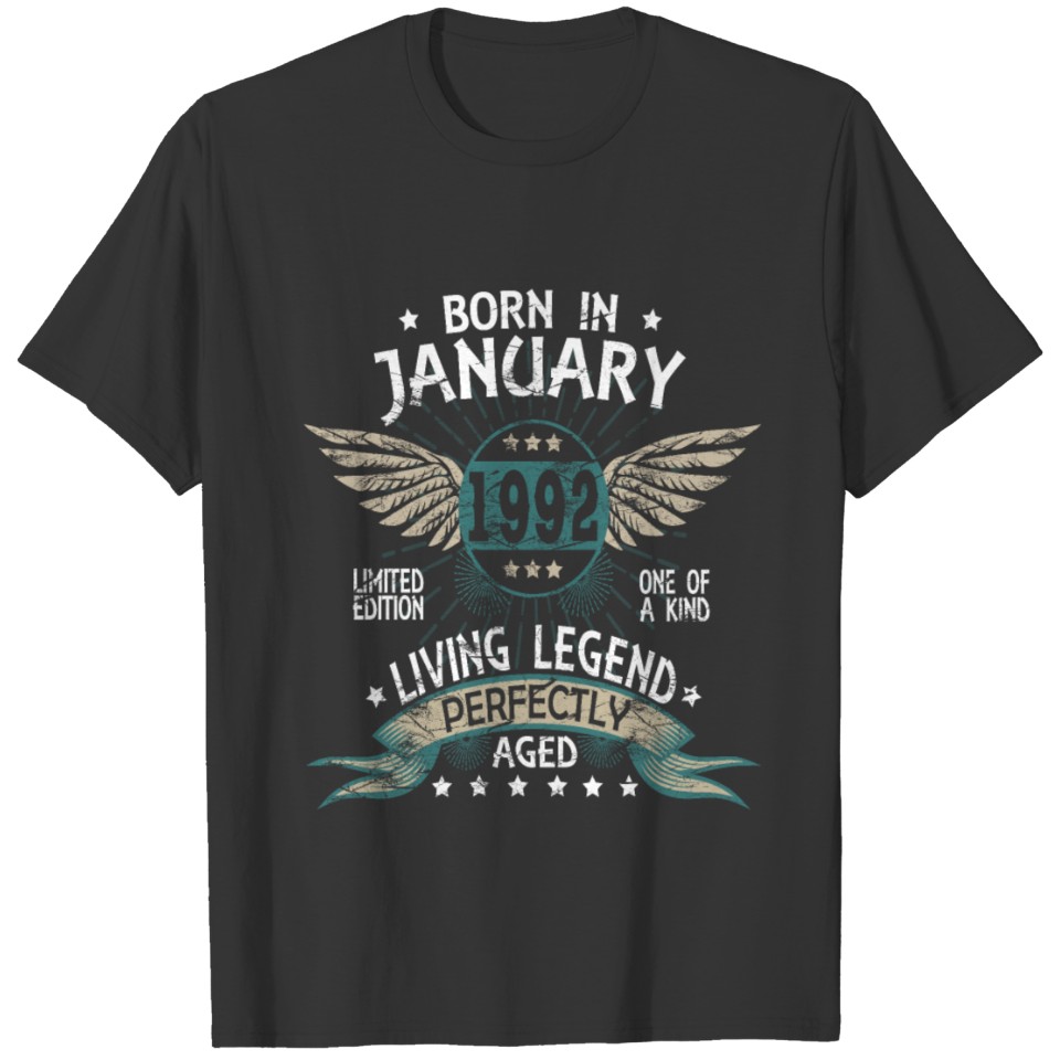 Legends Born In January 1992 T-shirt