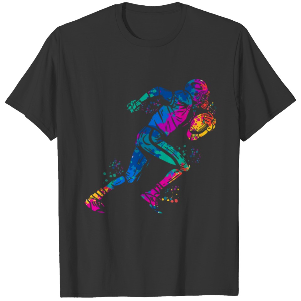 Colorful Running American Football Player T-shirt