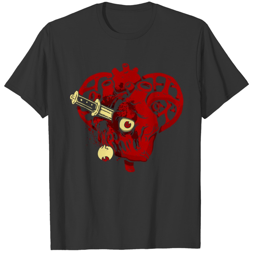Horror Art Zombie Bleeding Heart Psychobilly Lowbr T Shirts