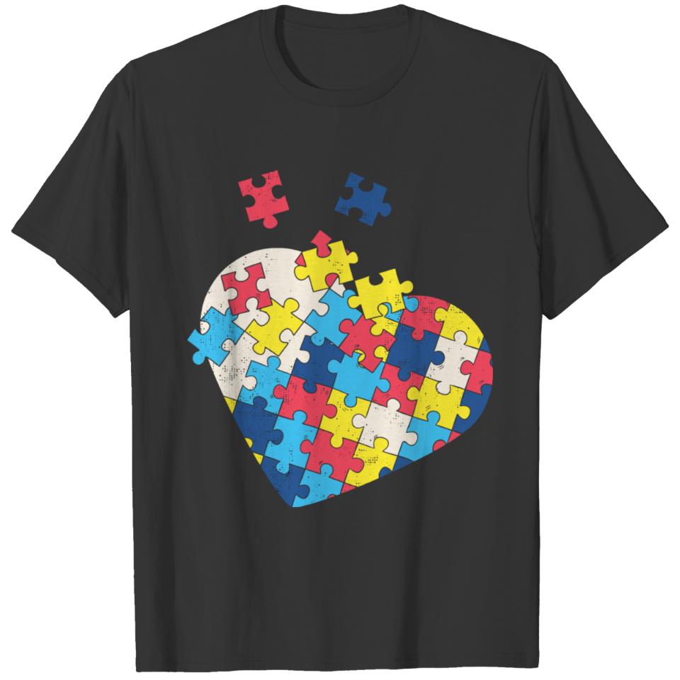Love Autism Awareness Puzzle Pieces Gift Design Id T-shirt