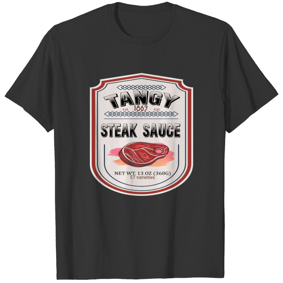 Steak Sauce Bottle Label Couples Costume T-shirt