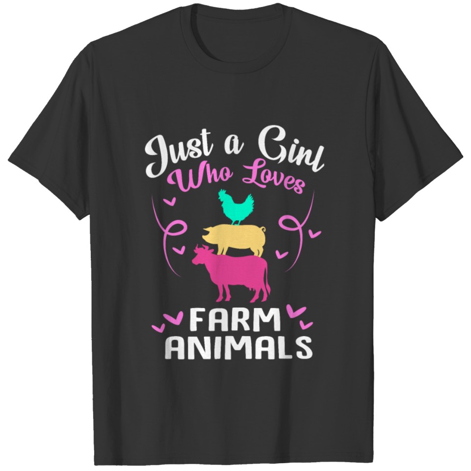 Farming Just A Girl Who Loves Farm Animals T Shirts