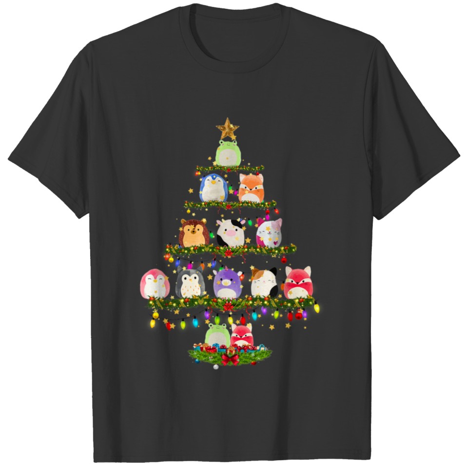 Cute Unicorn Squishmallow Tree Merry Christmas Cos T-shirt
