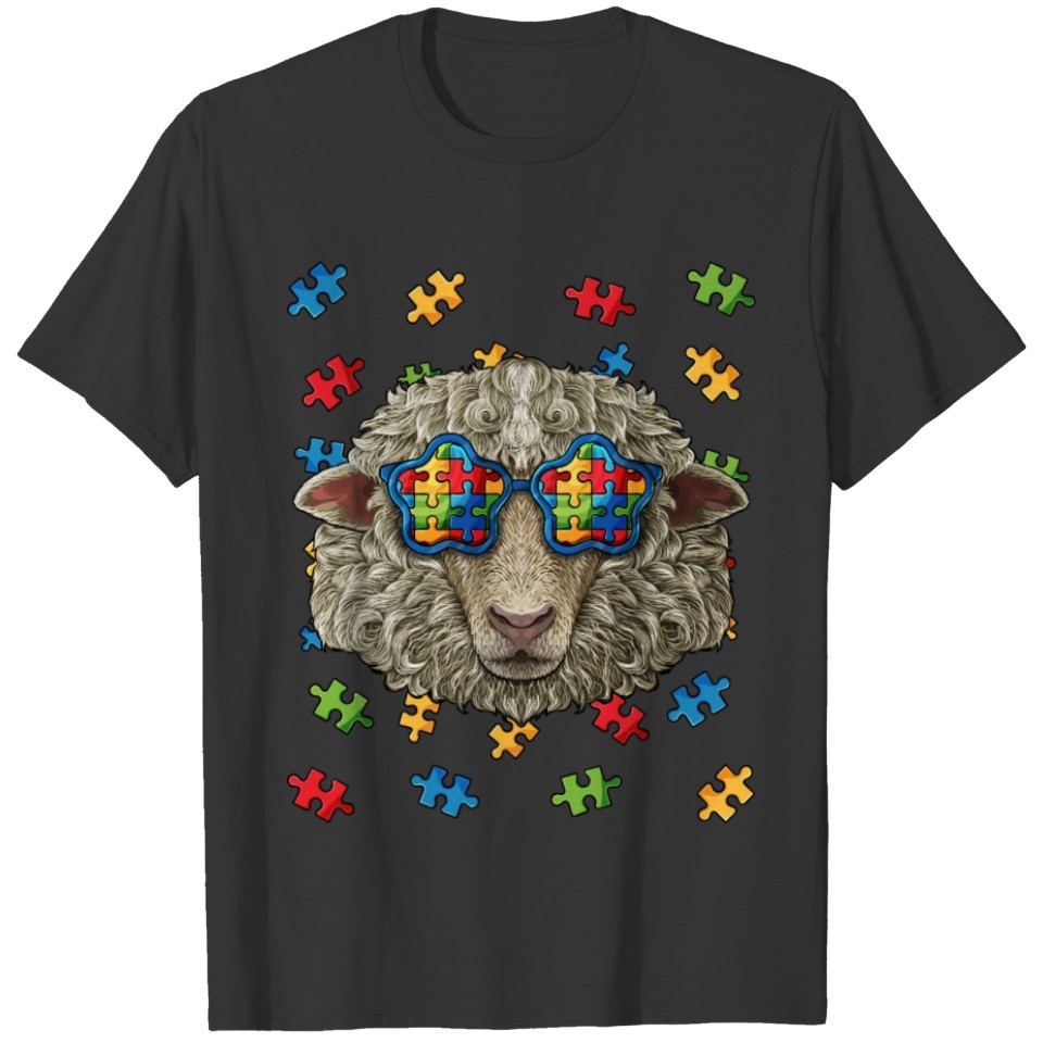Autism Awareness Sheep Puzzle Sunglasses Autistic T-shirt