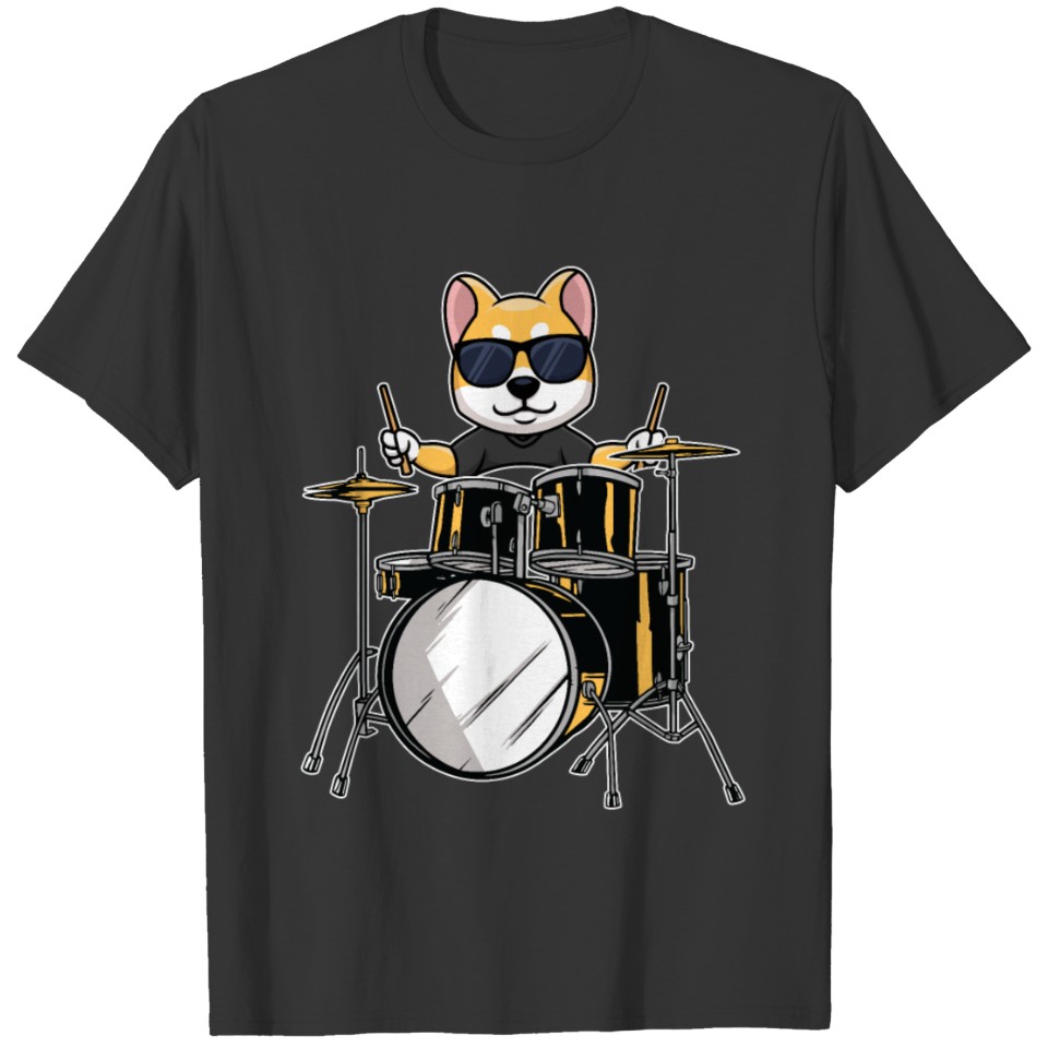Dog Drummer Graphic Drums Drumming Musician Rock B T-shirt