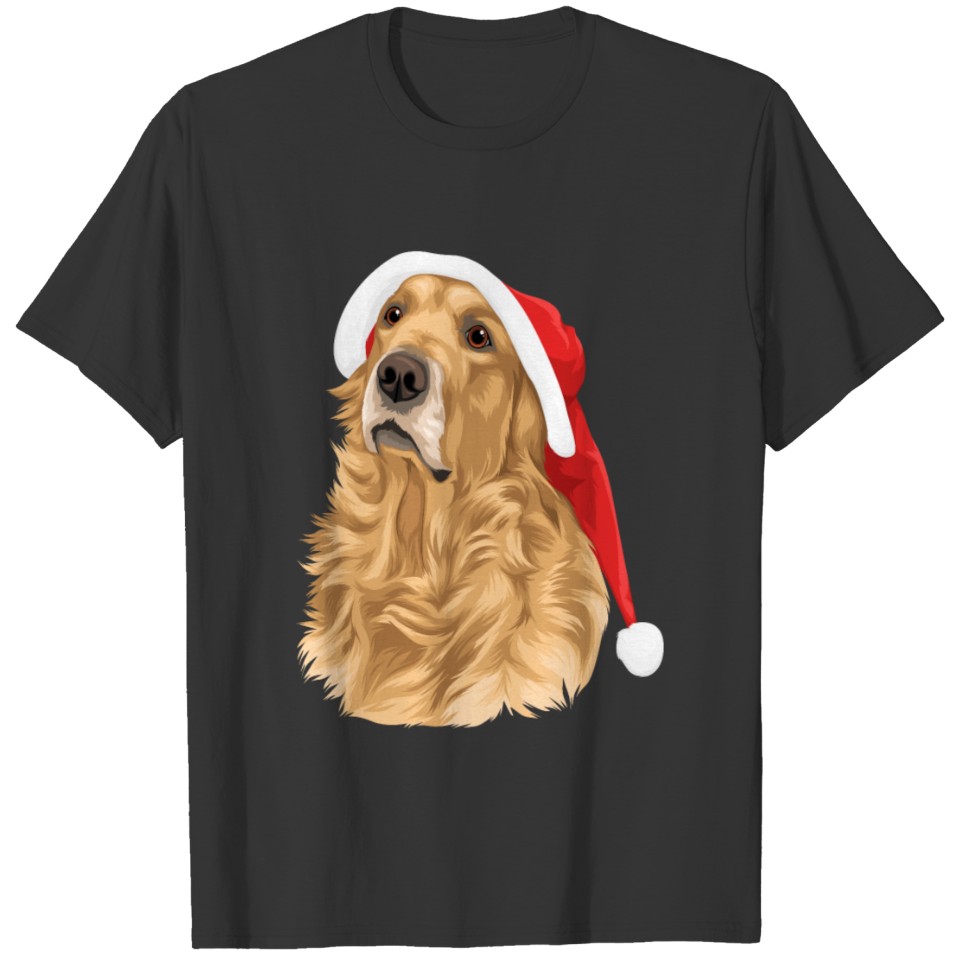 Christmas Golden Retriever with Santa hat gift T-shirt