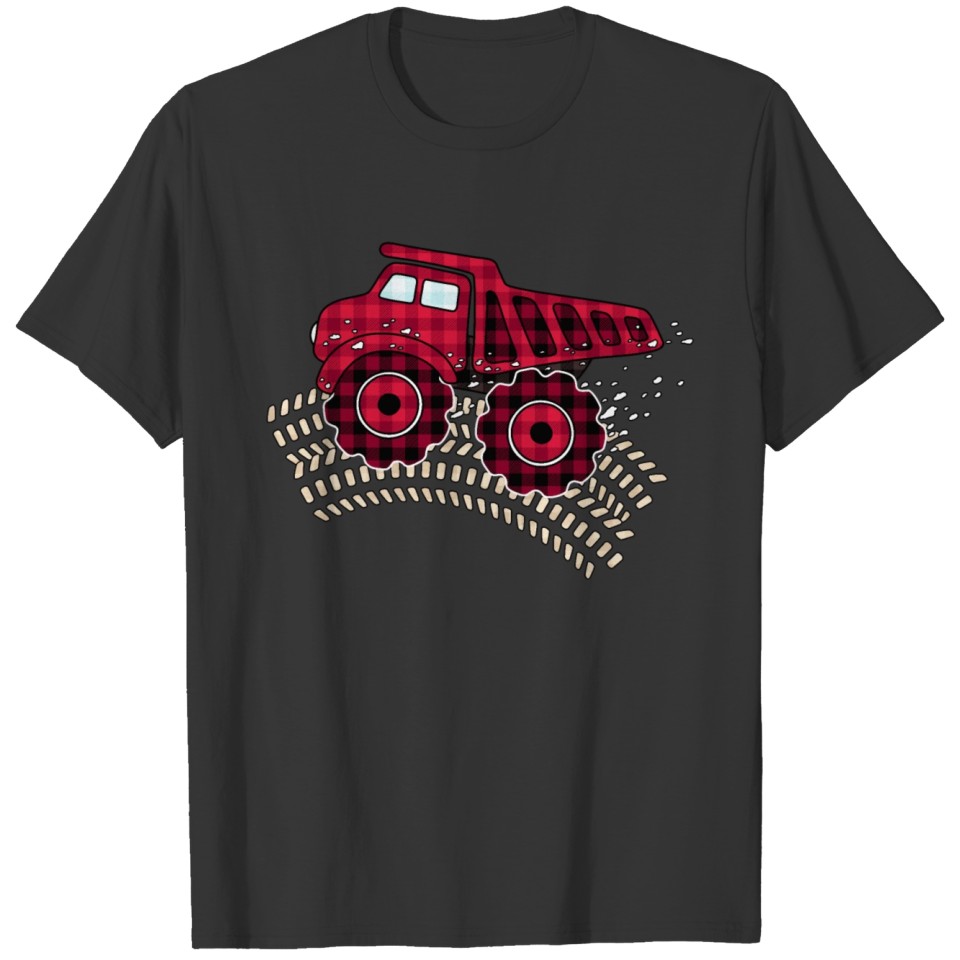 Dump Truck, Winter, Plaid, Tipper, Car, for Kids T-shirt