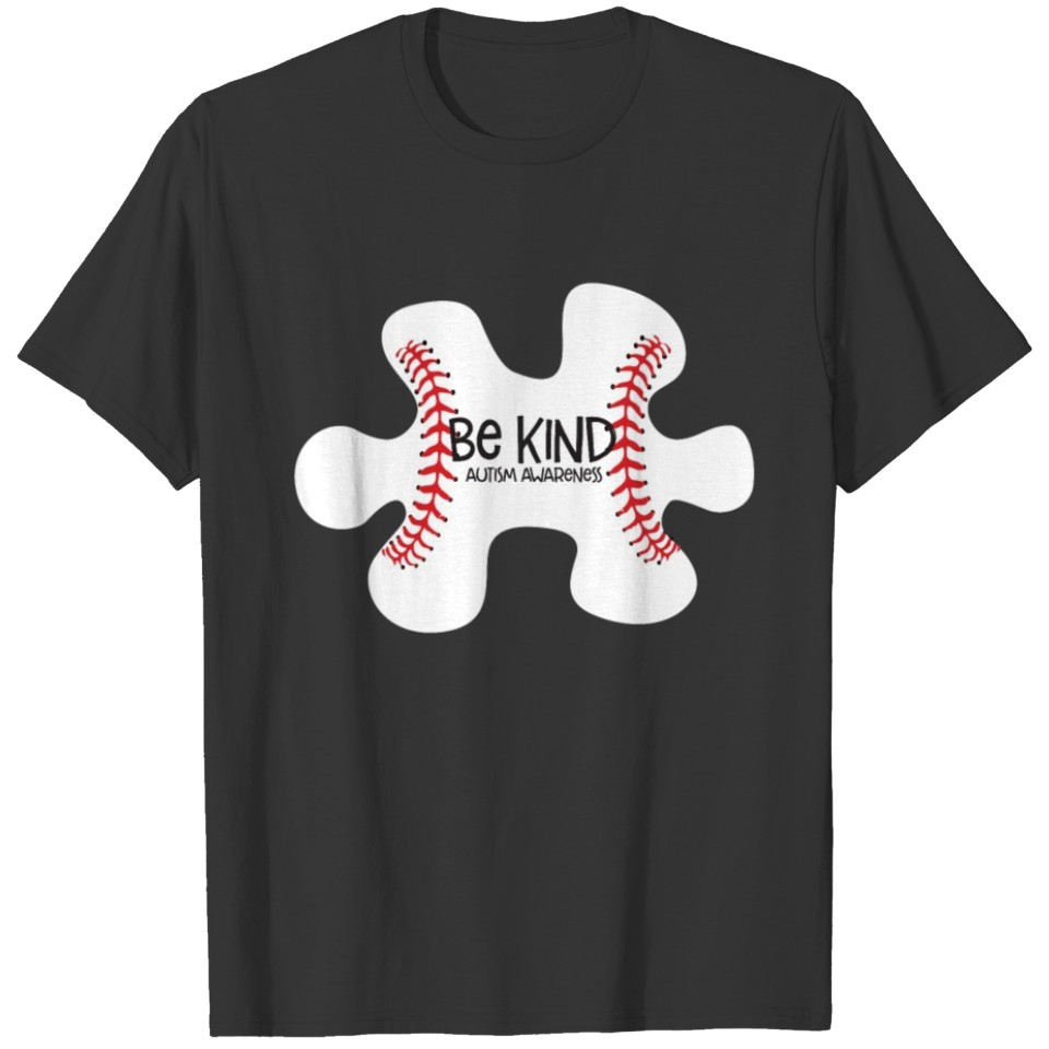 Be Kind Autism Awareness Baseball Mom Puzzle T-shirt