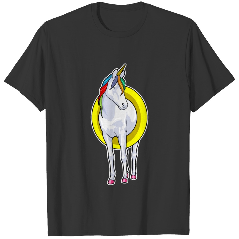 Unicorn at Swimming with Swim ring T-shirt
