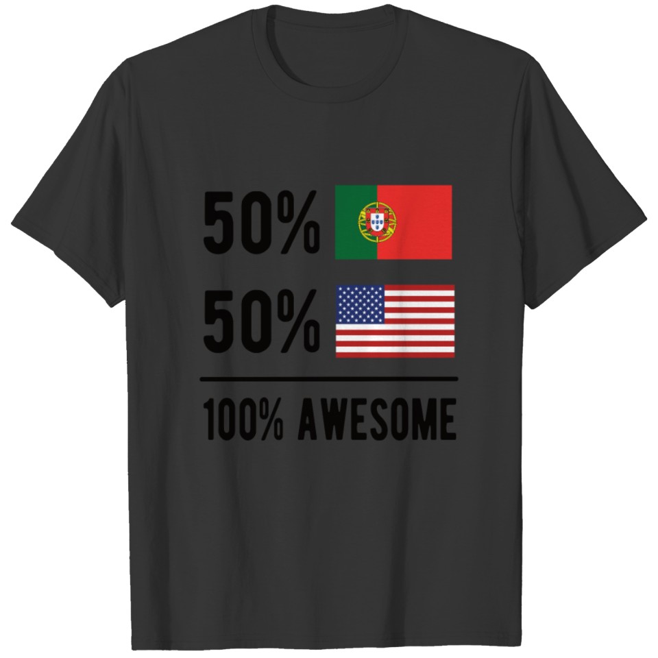 Half Portuguese Half American Flag Portugal USA T-shirt