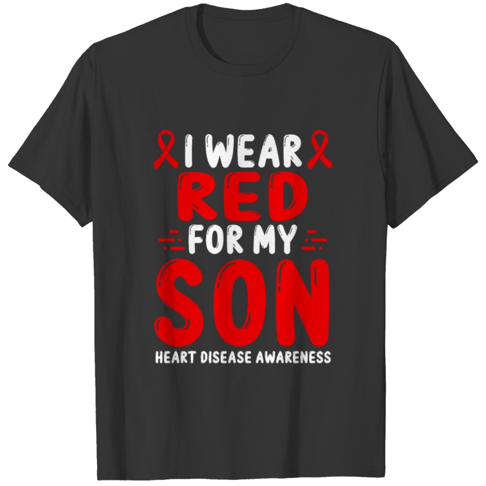 Heart Disease Awareness Boy Kid Red Ribbon T-shirt