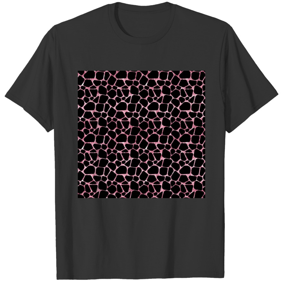 Black Pink Giraffe Skin Print T Shirts
