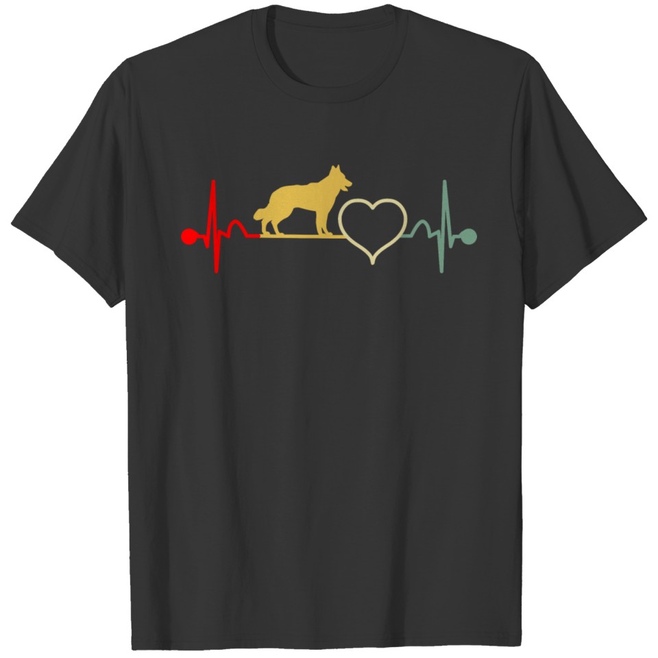 White Swiss Shepherd Dog Heartbeat Vintage Gift T-shirt