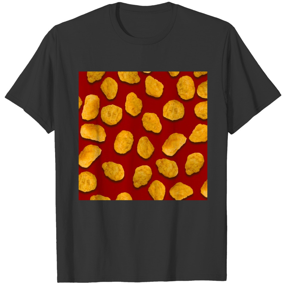 Real Chicken Nuggets All Over Pattern On Ketchup T-shirt