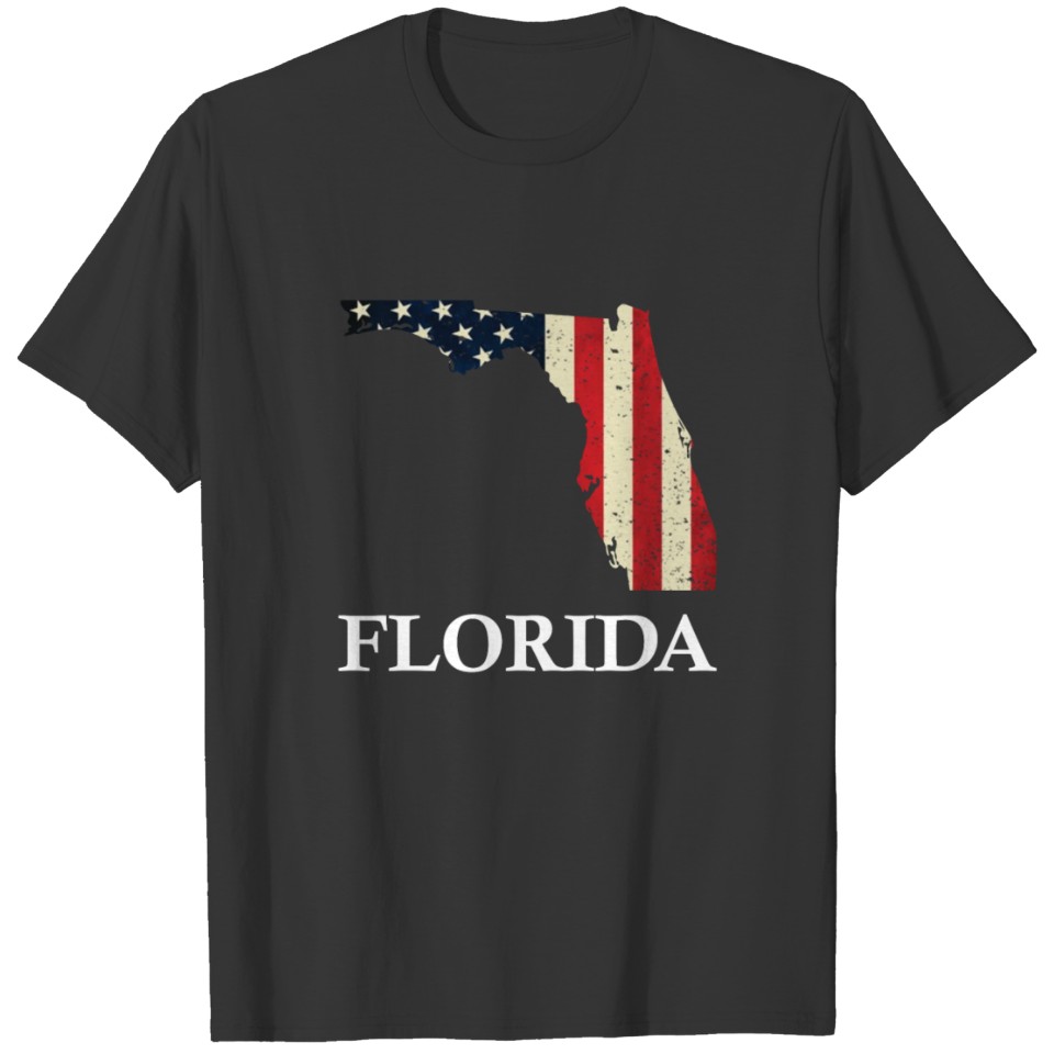 Florida Map State American Flag 4th Of July T-shirt