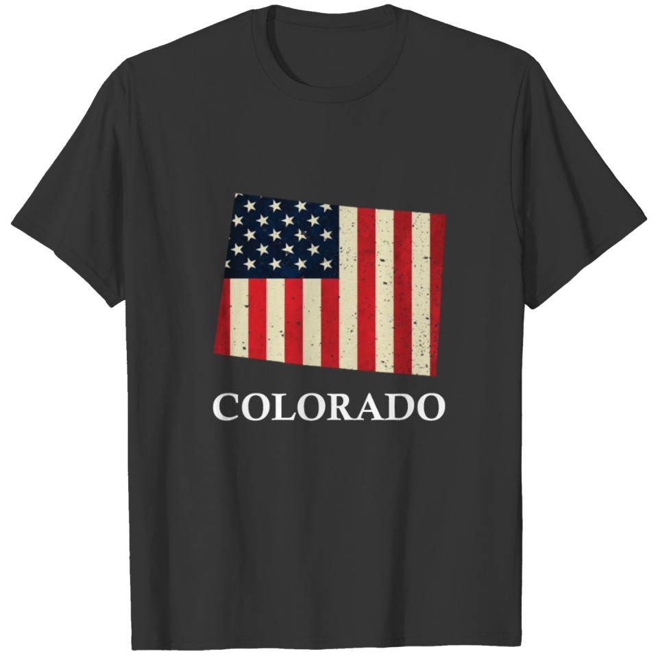 Colorado Map State American Flag 4th Of July T-shirt