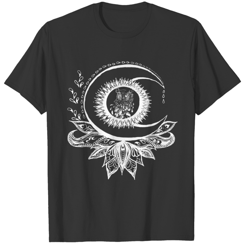 Bohemian Sun Moon Boho Owl T-shirt